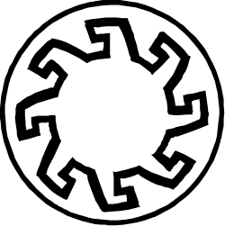 Circular White Symbol on Black Background - Clipart for Versatile Use