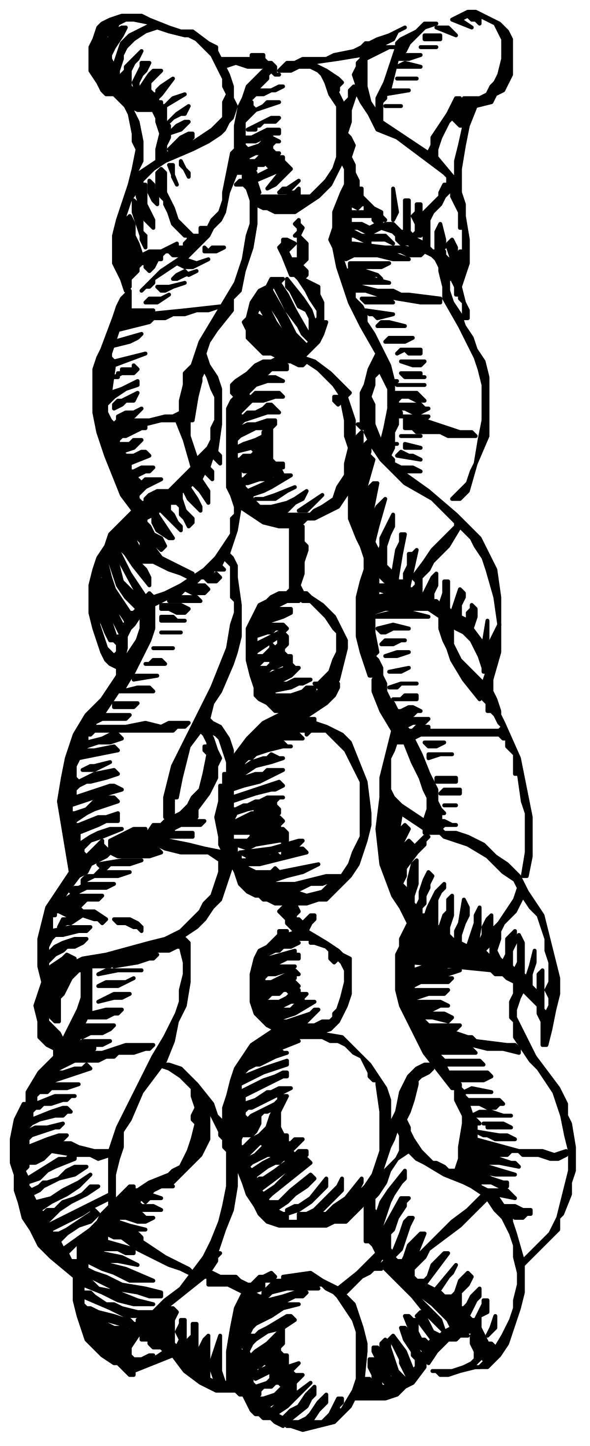 Christmas Tree Clipart with Hands - Black and White Design