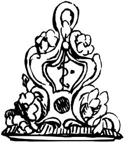 Black and White Drawing of a Woman Sitting at a Table