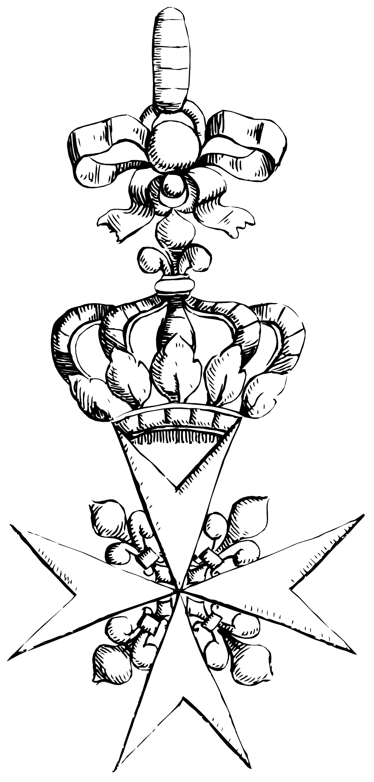 Black and White Clipart of a Man with a Knife