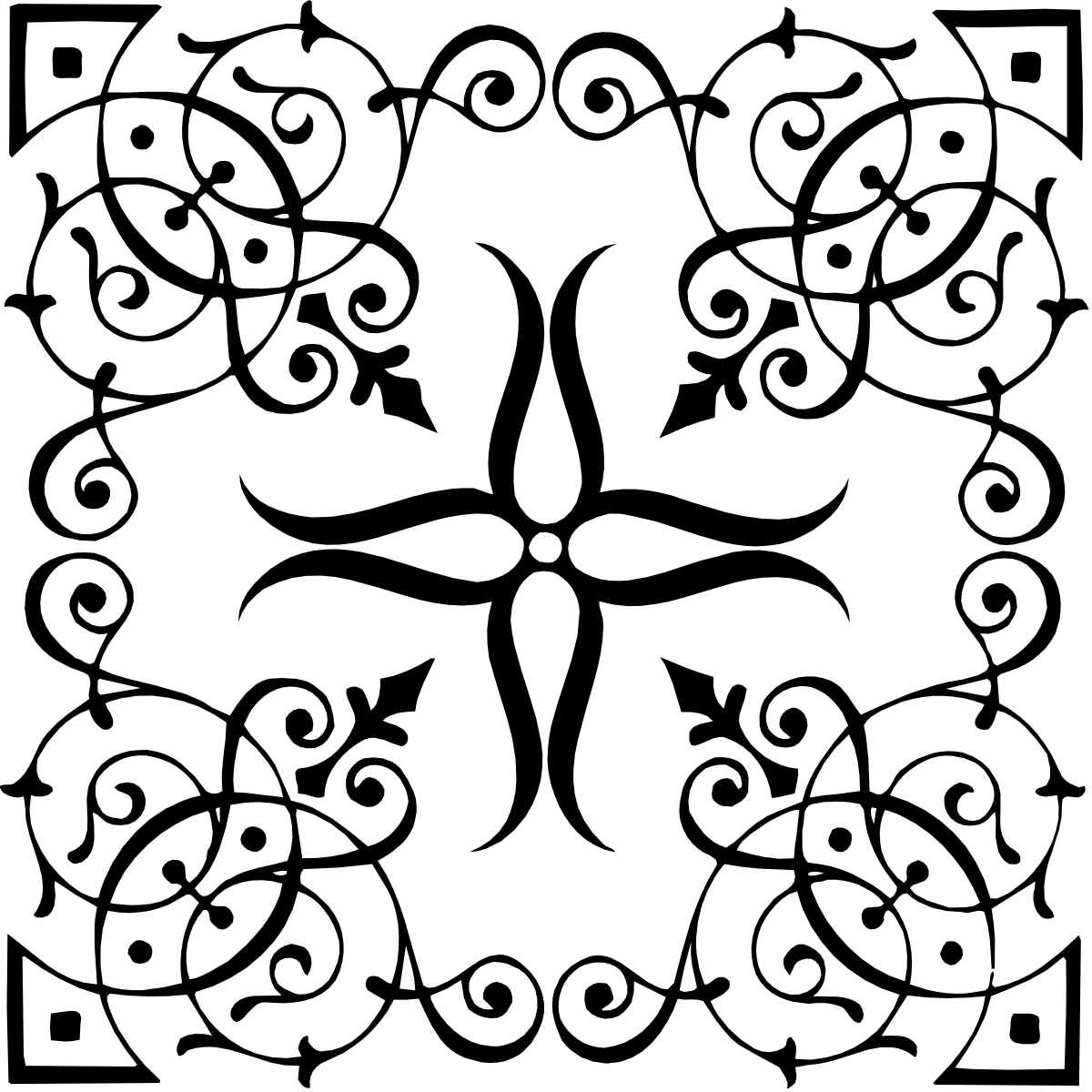 Circular Design with Swirls and Scrolls - Elegant Clipart Graphics