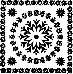 Flower Clipart: Elegant Black and White Square Design