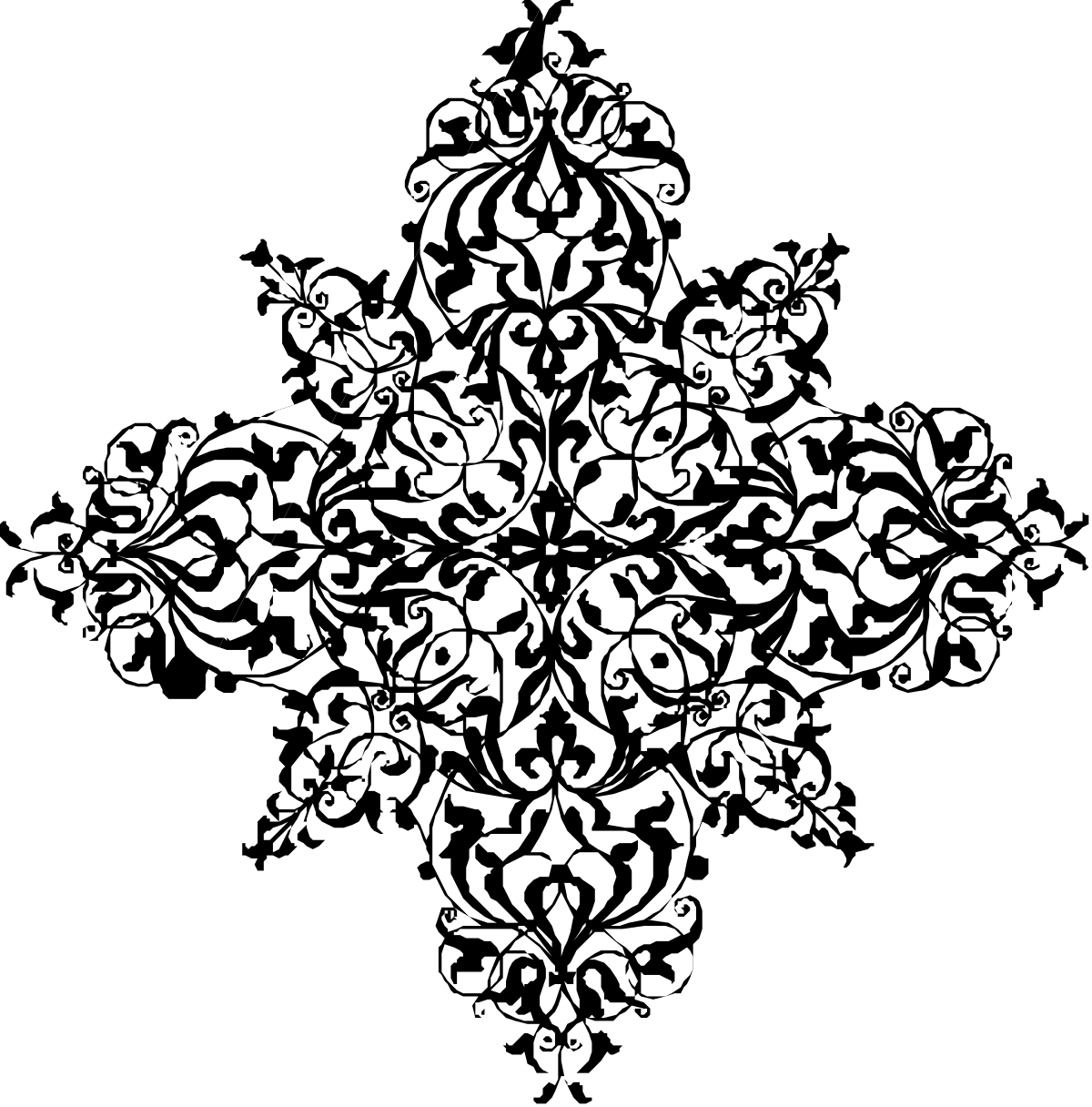 a black and white pattern with a flower clip art png transparent Black and White Floral Clipart Pattern for Elegant Designs