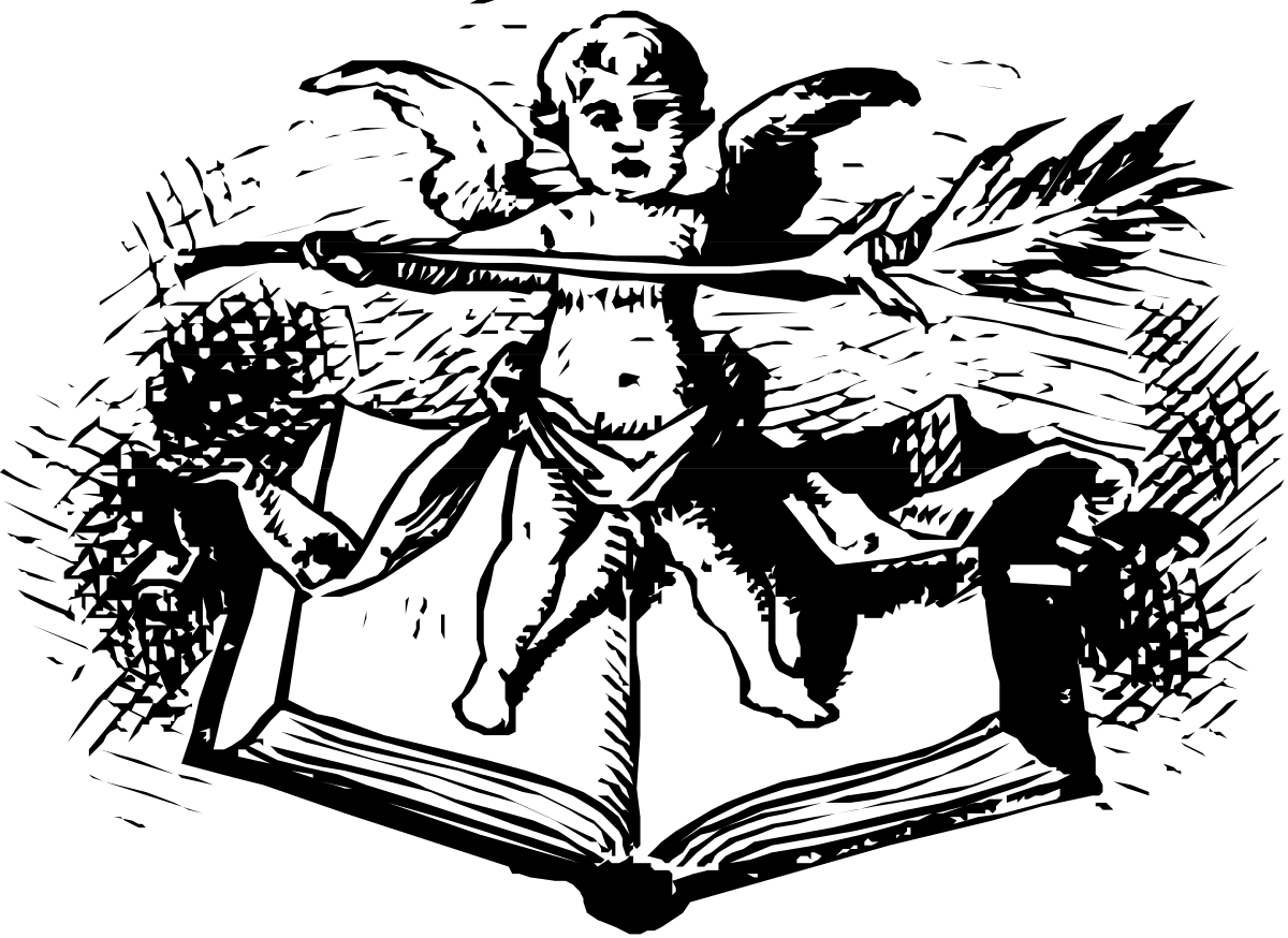 a black and white image of a book with a hat on it clip art png transparent Black and White Book with Hat Clipart for Creative Projects