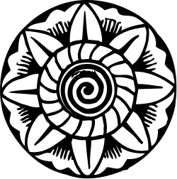 Black and White Flower Clipart with Circular Design