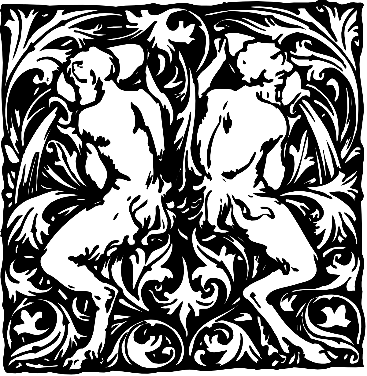 Black and White Stylized Pattern Clipart for Creative Projects