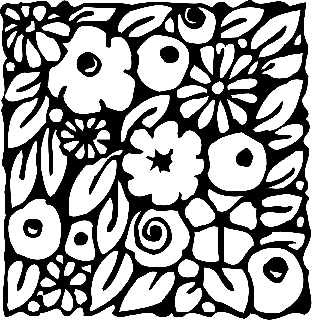 Elegant Black and White Flower Pattern Clipart for Creative Projects