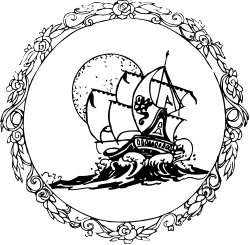 Pirate Ship Clipart: Black and White Drawing for Adventurous Themes