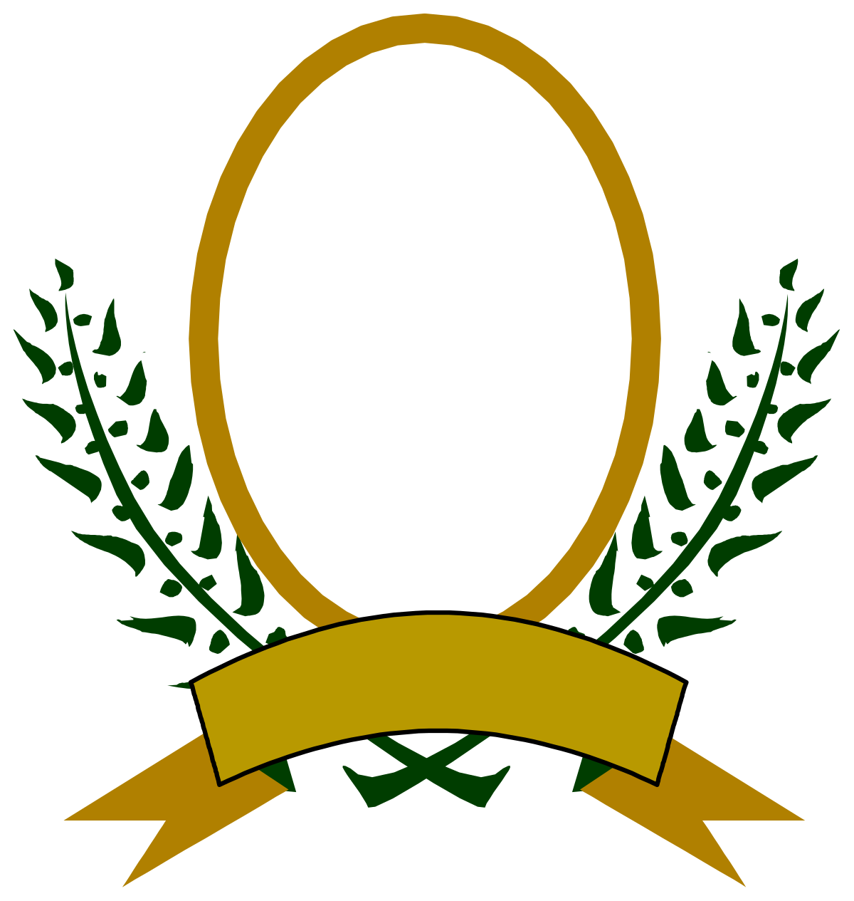 Gold Laurel Wreath with Ribbon Clipart - Elegant Award Symbol