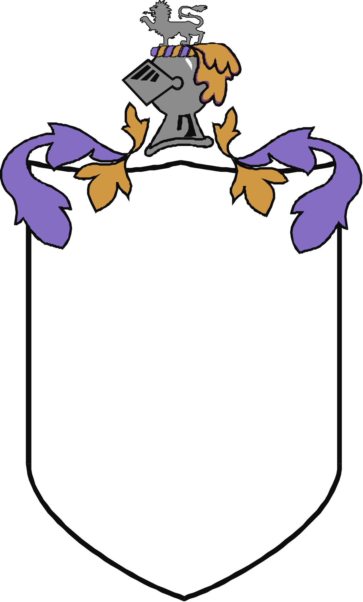 Purple and Black Shield with Cat - Unique Clipart Design