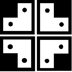 Four White Squares with Dots - Versatile Clipart for Various Uses