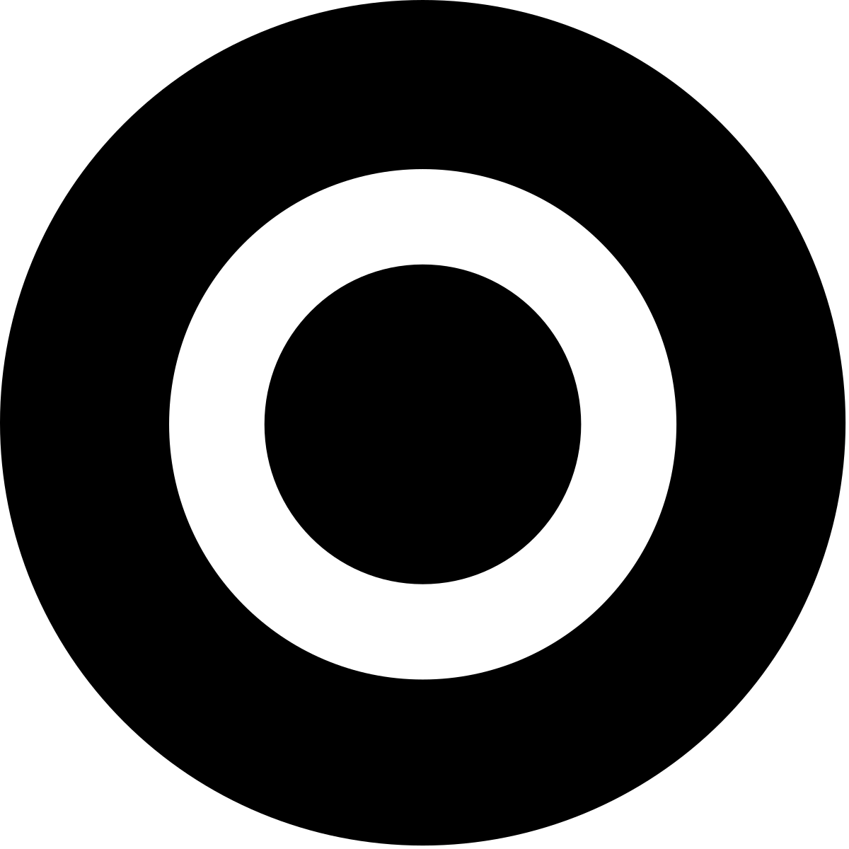 White Circle on Black Background - Minimalist Clipart
