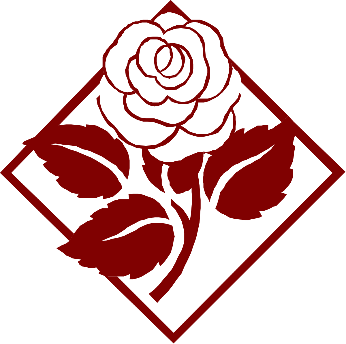Red Rose with Diamond Shaped Leaves - Stunning Clipart Design
