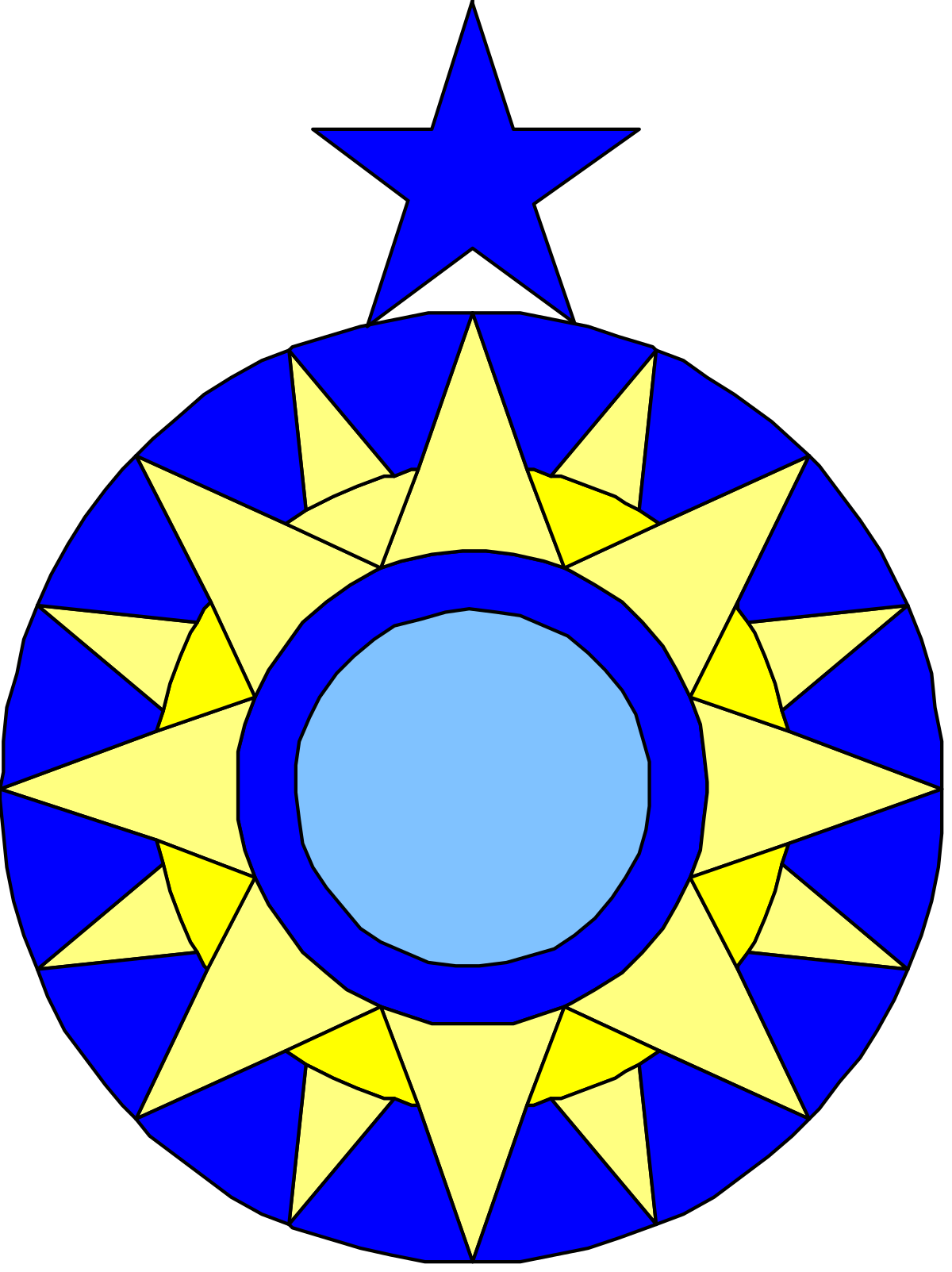 Blue and Yellow Sun with Stars Clipart - Bright and Cheerful Design