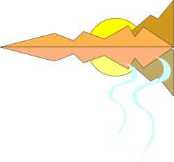 Mountain River Landscape Clipart - Scenic Nature Illustration
