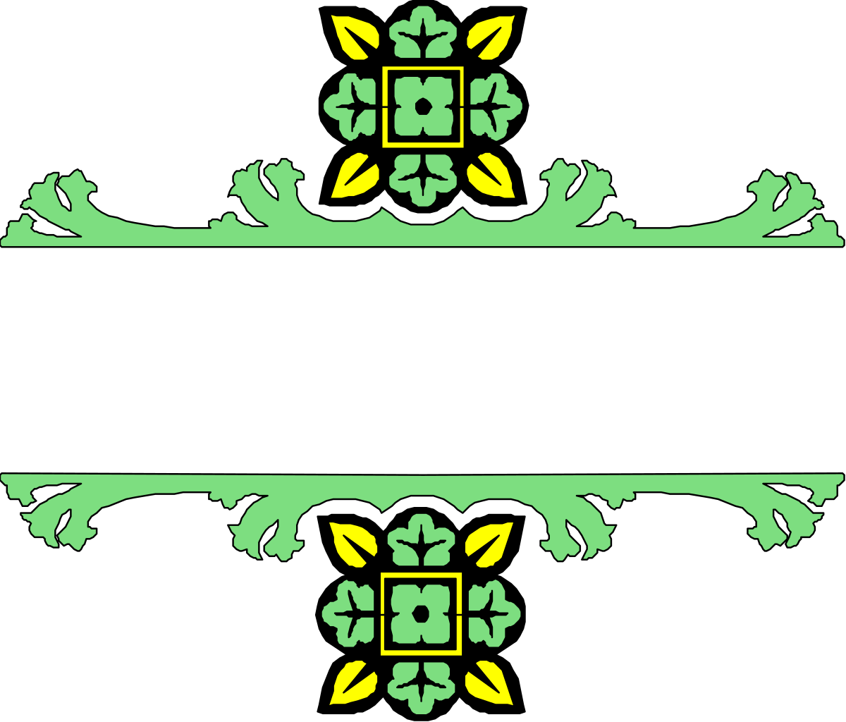 Floral Design Clipart: Vibrant Green and Yellow Flowers