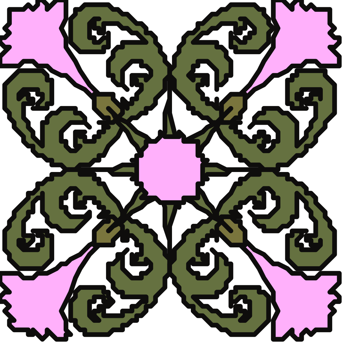 Vibrant Green and Pink Flower Pattern Clipart for Bold Designs