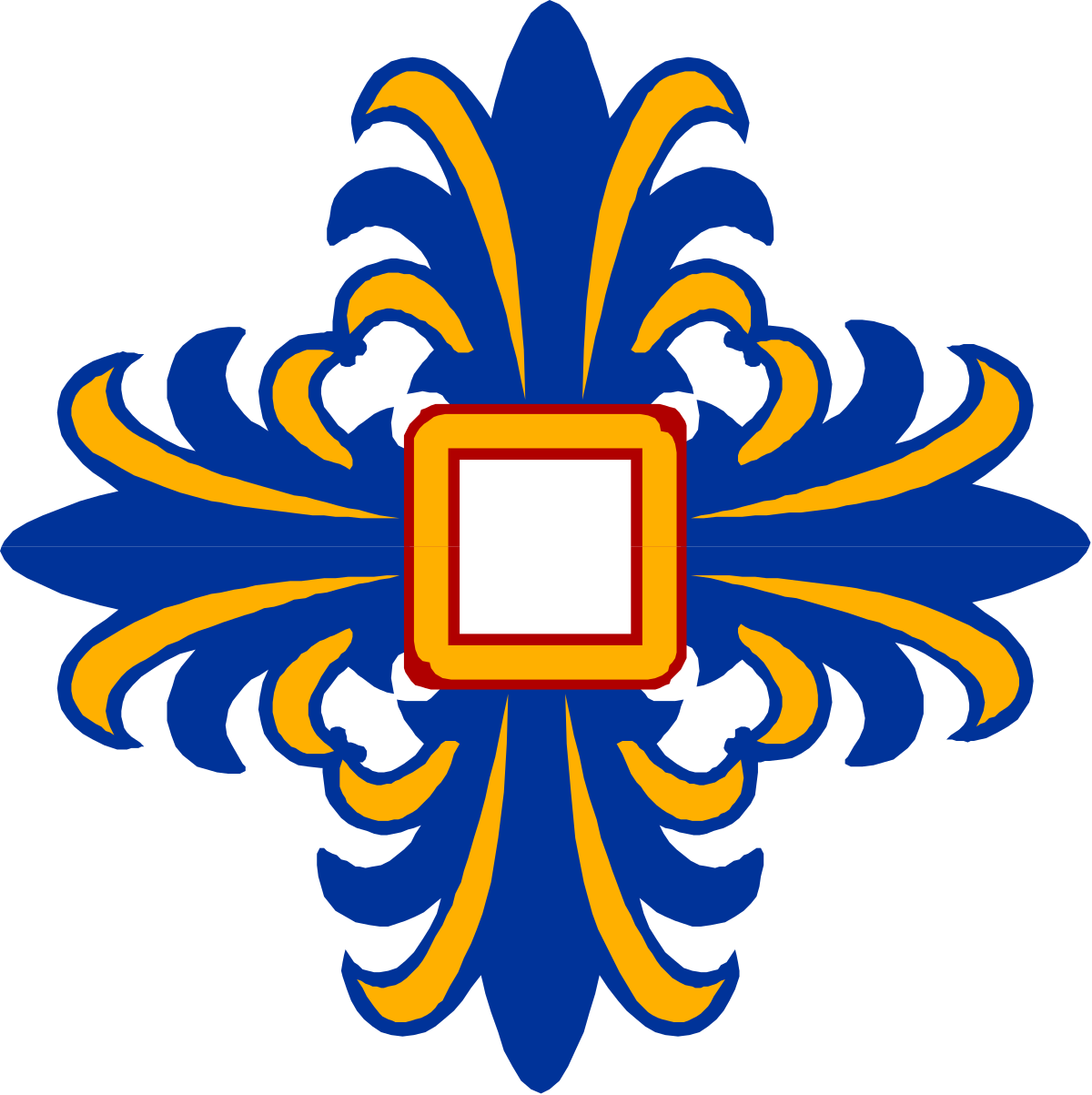 Blue and Yellow Flower with Red Square Clipart for Creative Projects