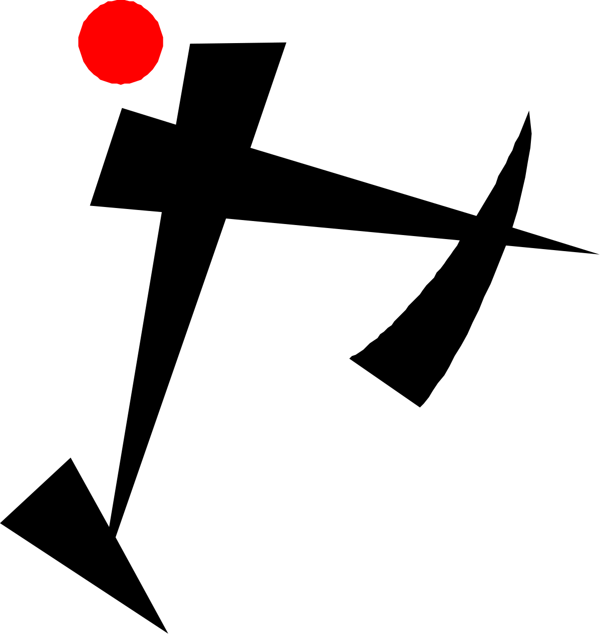 Red Dot on Black Background - Striking Minimalist Clipart
