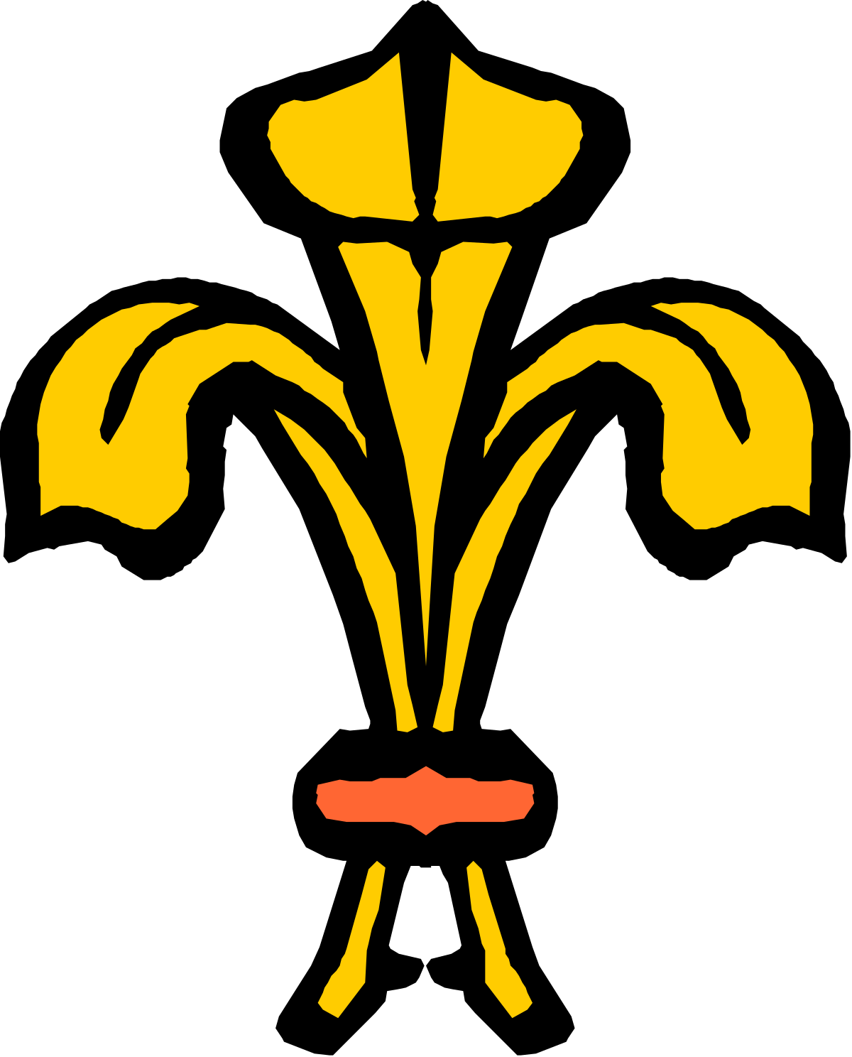 Bright Yellow Flower on Black Background Clipart