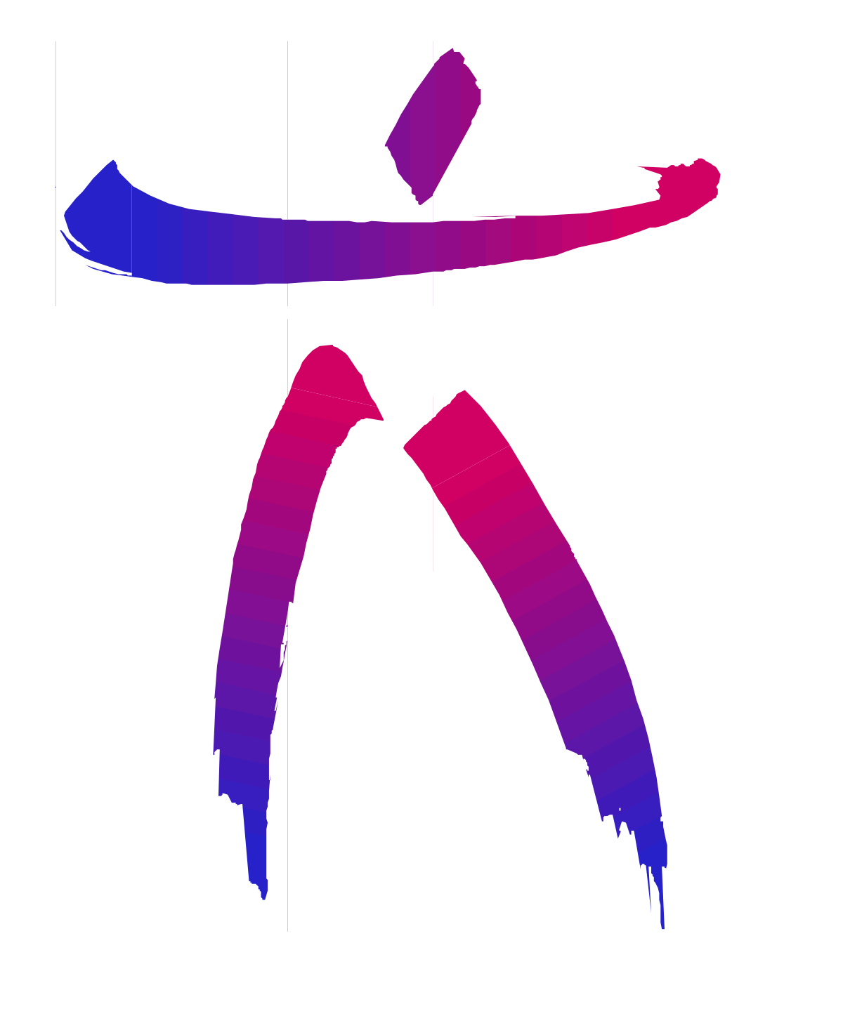 Blue and Red Brush Stroke on White Background - Vibrant Clipart Design