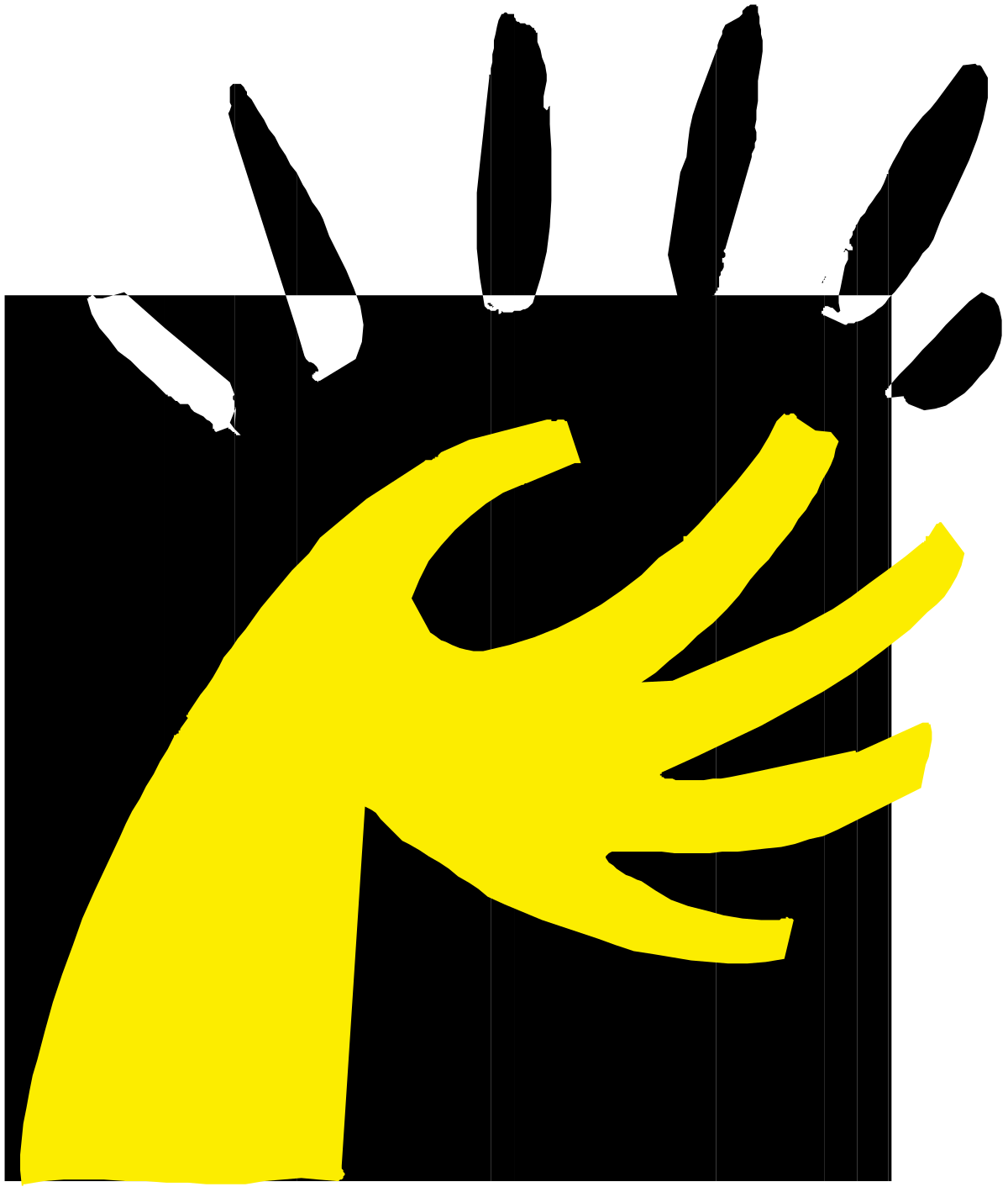 Yellow Hand Clipart on Black Background - Vibrant & Bold Visuals