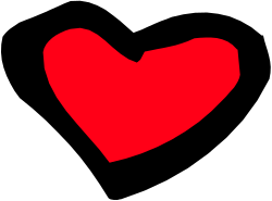 Red Heart on Black Background - Bold Clipart Design
