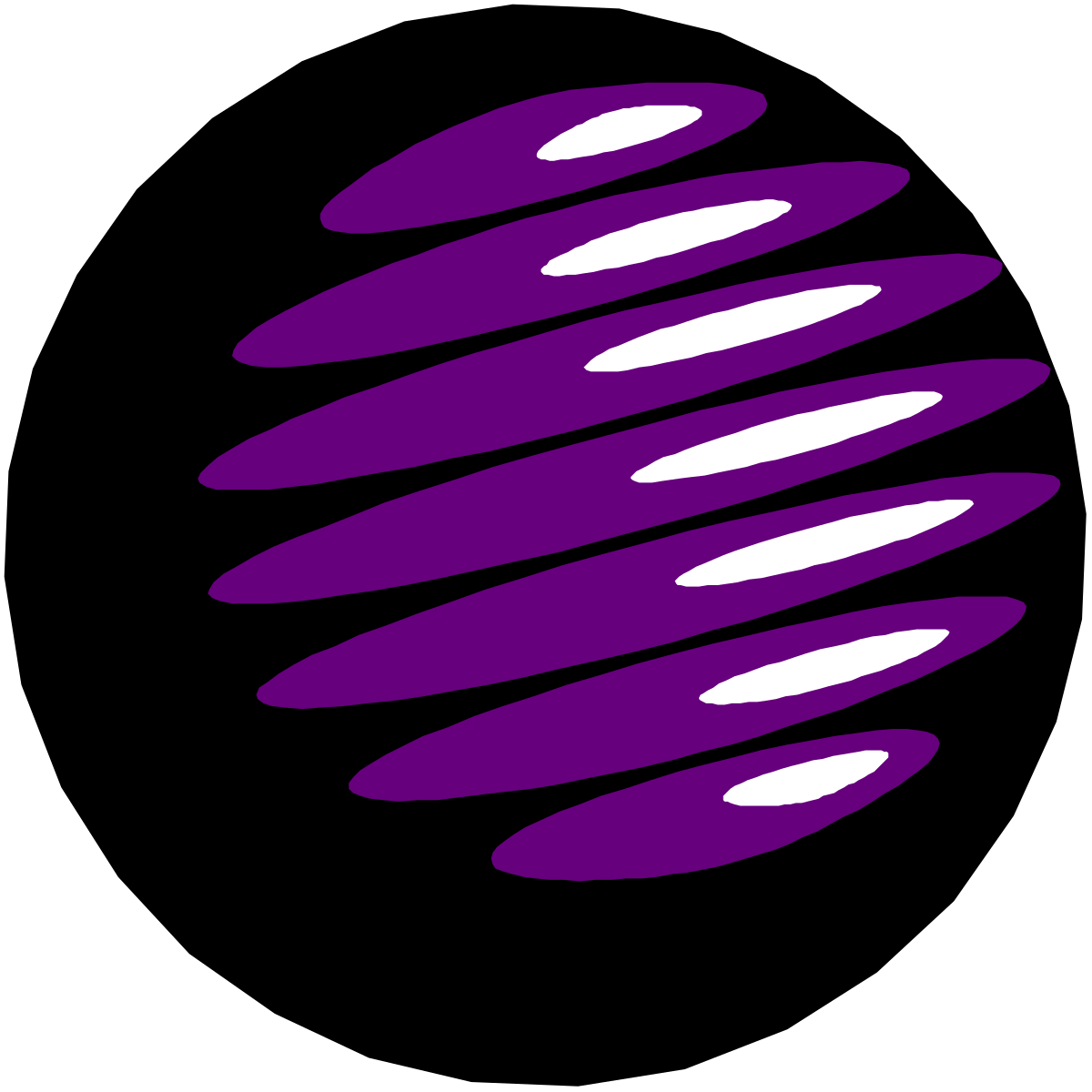 Purple Spiral Logo on Black Background - Bold Clipart Design