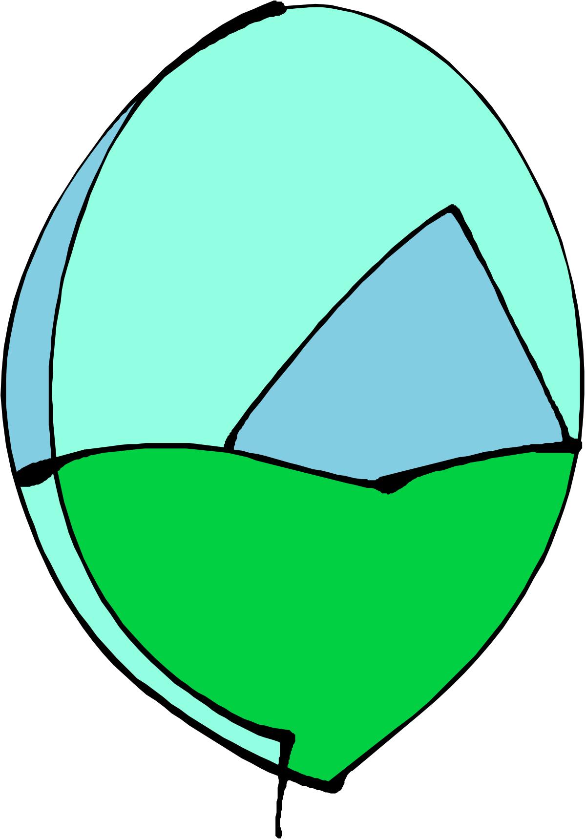 Green Balloon with Mountain Background - Captivating Clipart for Your Projects