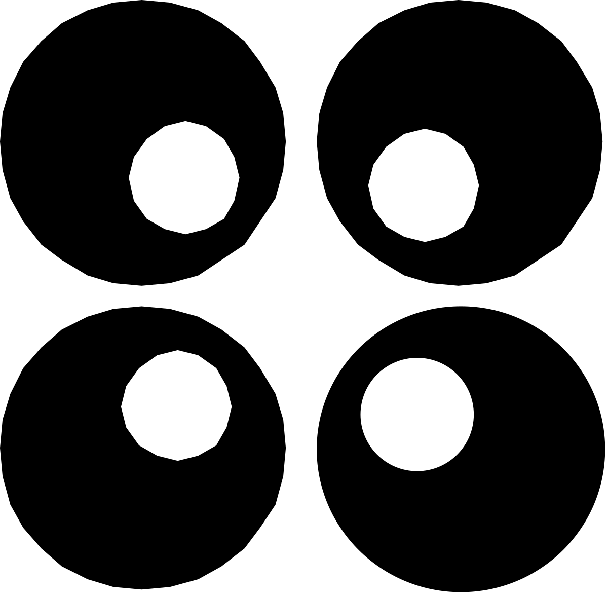 Four White Circles Clipart - Minimalist Black and White Design