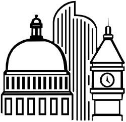 Building with Clock - Black and White Clipart for Timeless Themes