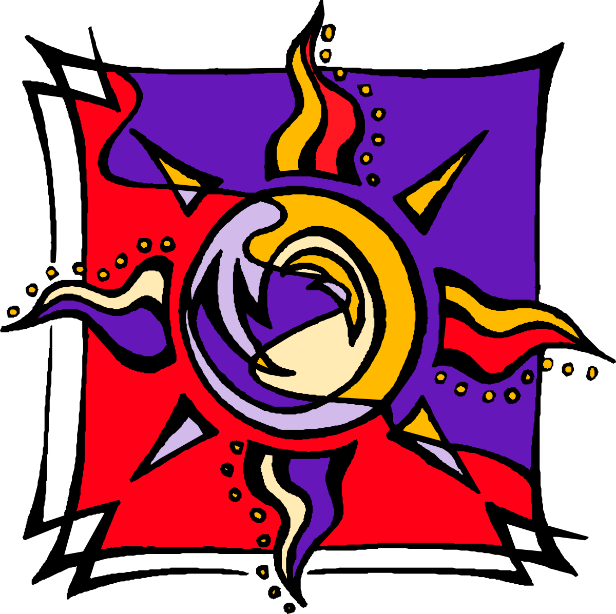 Sun with Purple and Red Background Clipart
