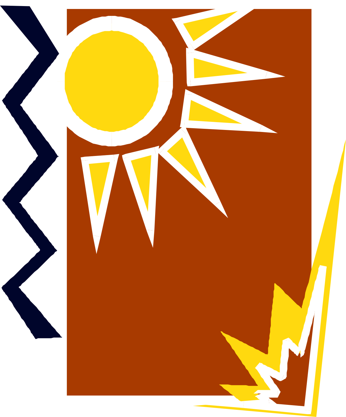 Sun Icon with White Outline on Bold Red Background - Vibrant Clipart