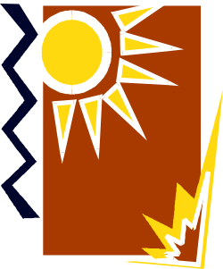 Sun Icon with White Outline on Bold Red Background - Vibrant Clipart