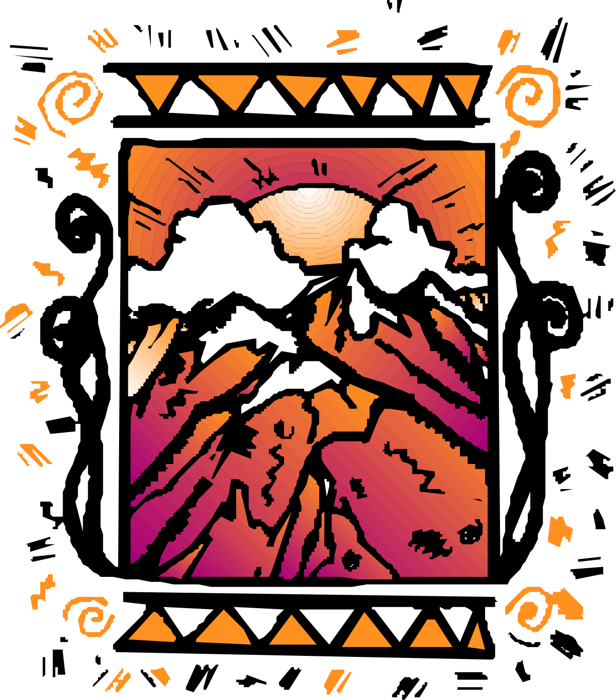 a mountain with a sun and arrows clip art png transparent Mountain Clipart with Sun and Arrows – Nature Elements for Your Projects