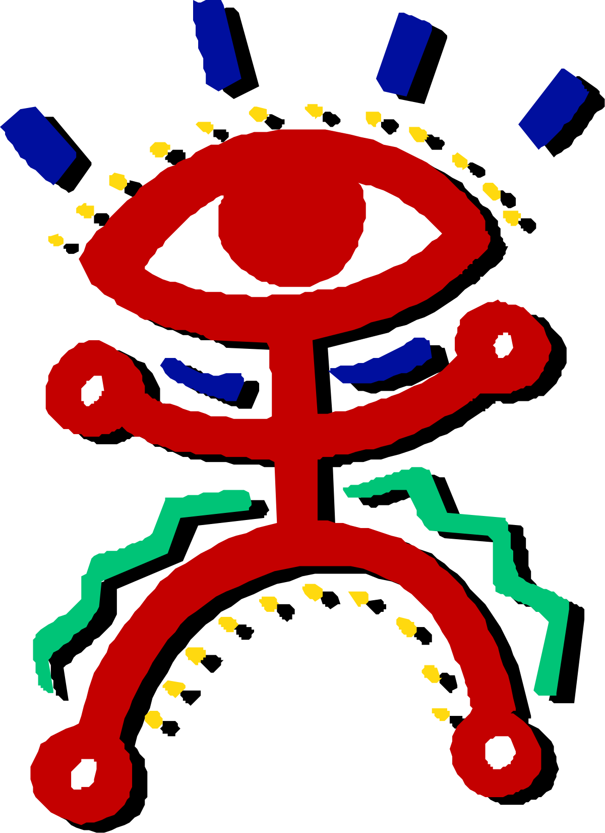 Red and Green Skeleton with Blue Eye Clipart for Vibrant Designs