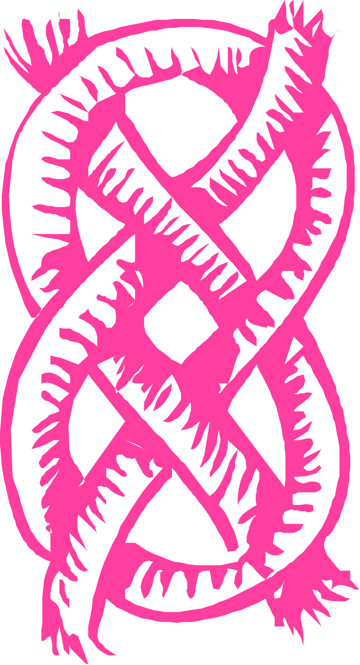 Pink and White Snake Clipart on Black Background