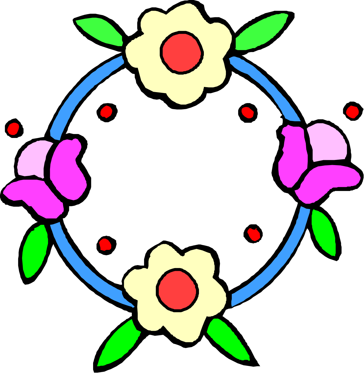 Circle with Flowers and Leaves Clipart for Vibrant Designs