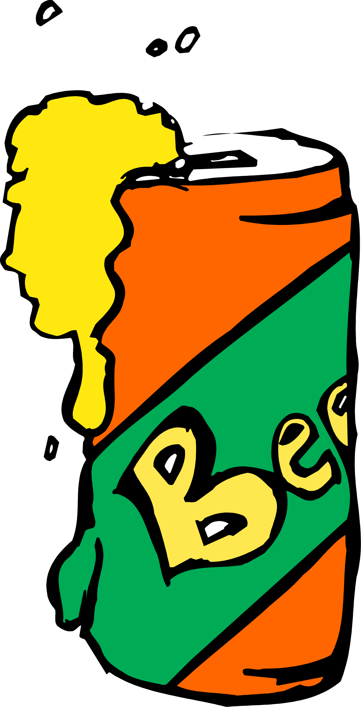Face Clipart: Vibrant Green and Orange Expressions for Your Projects