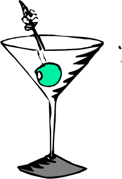 Martini Clipart with Green Drink - Elegant Cocktail Illustration