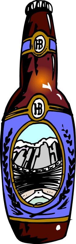Beer Bottle with Mountain Background Clipart Perfect for Outdoor Adventures