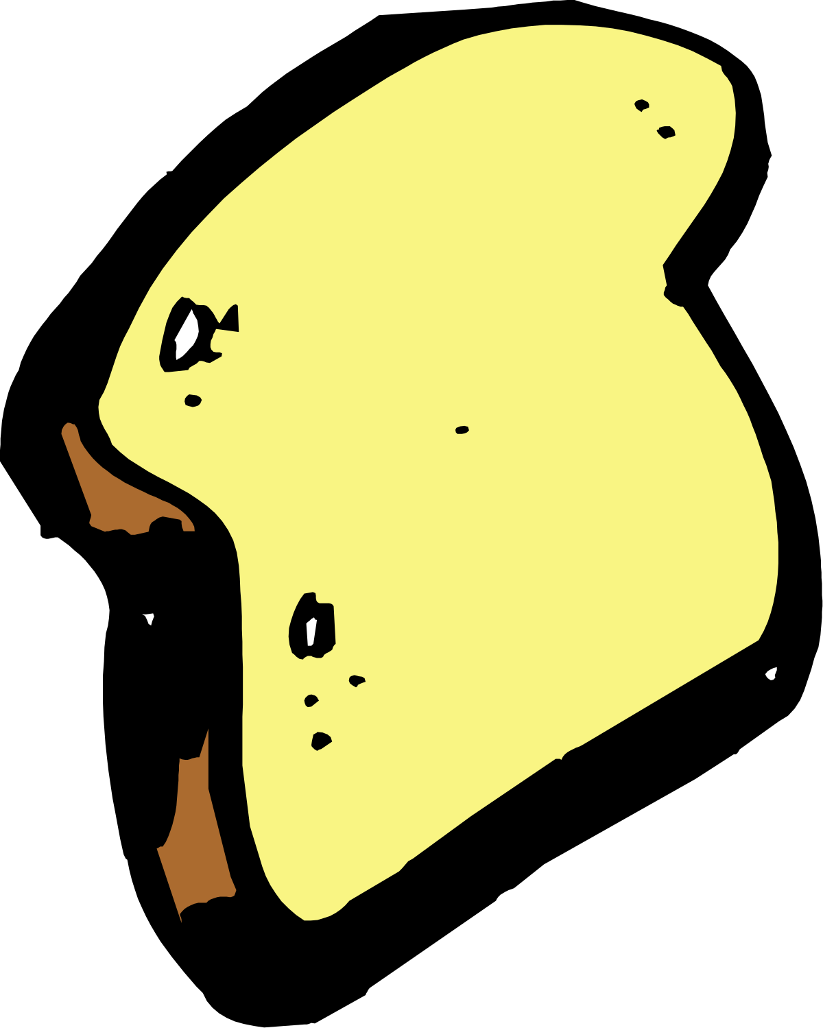 Yellow Bread Slice on Black Background - Vibrant Clipart for Your Projects