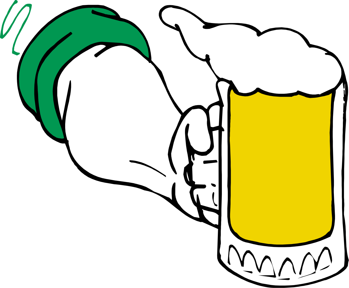Beer Glass Clipart: Hand Holding Refreshing Green-Capped Beverage