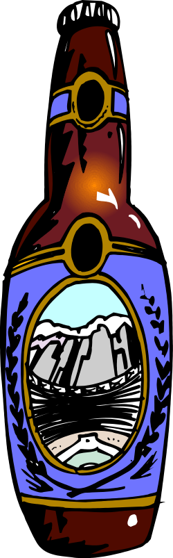 Alcohol Bottle with Majestic Mountain Background Clipart