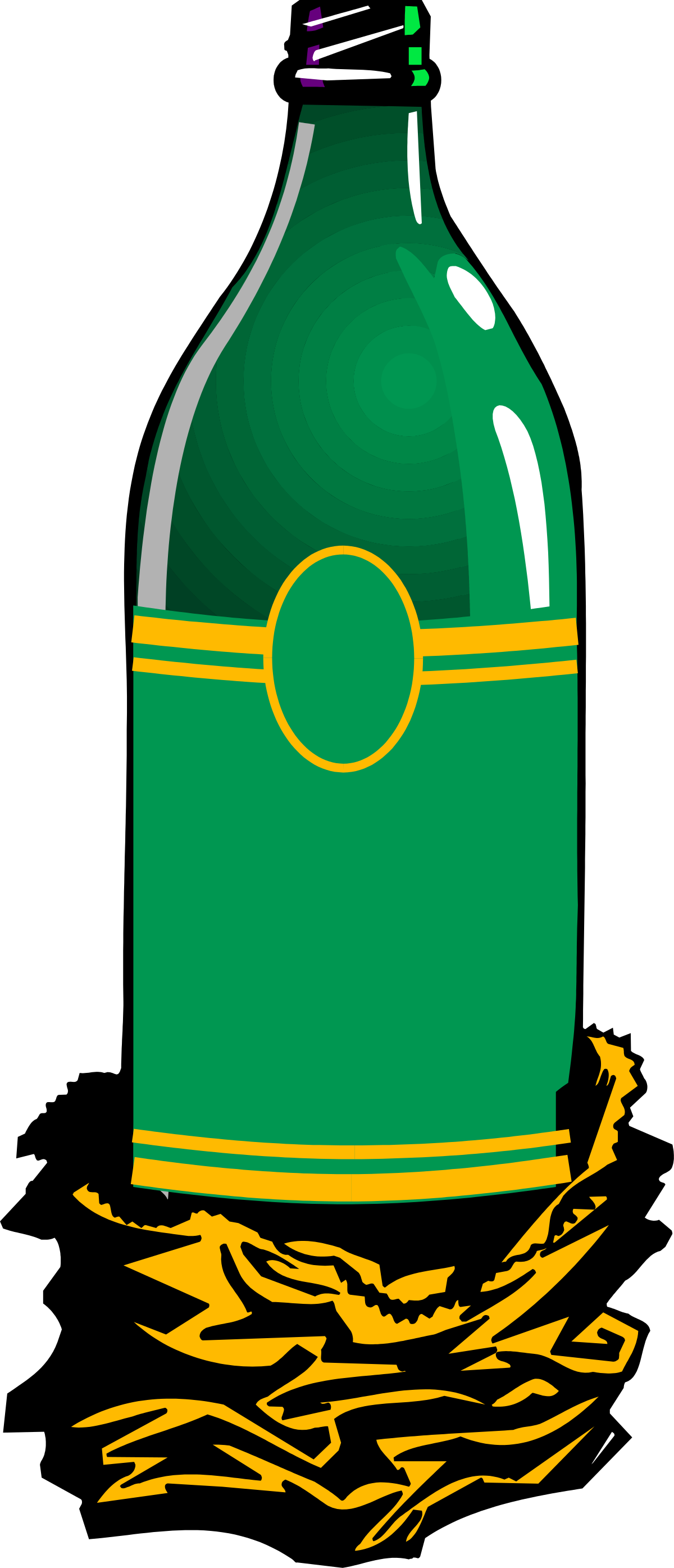 Green Bottle with Yellow Stripe - High-Quality Clipart for Creative Projects