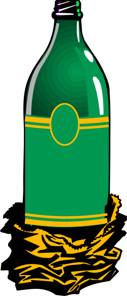 Green Bottle with Yellow Stripe - High-Quality Clipart for Creative Projects