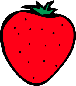 Strawberry Clipart with Black Dots - Vibrant and Whimsical Design