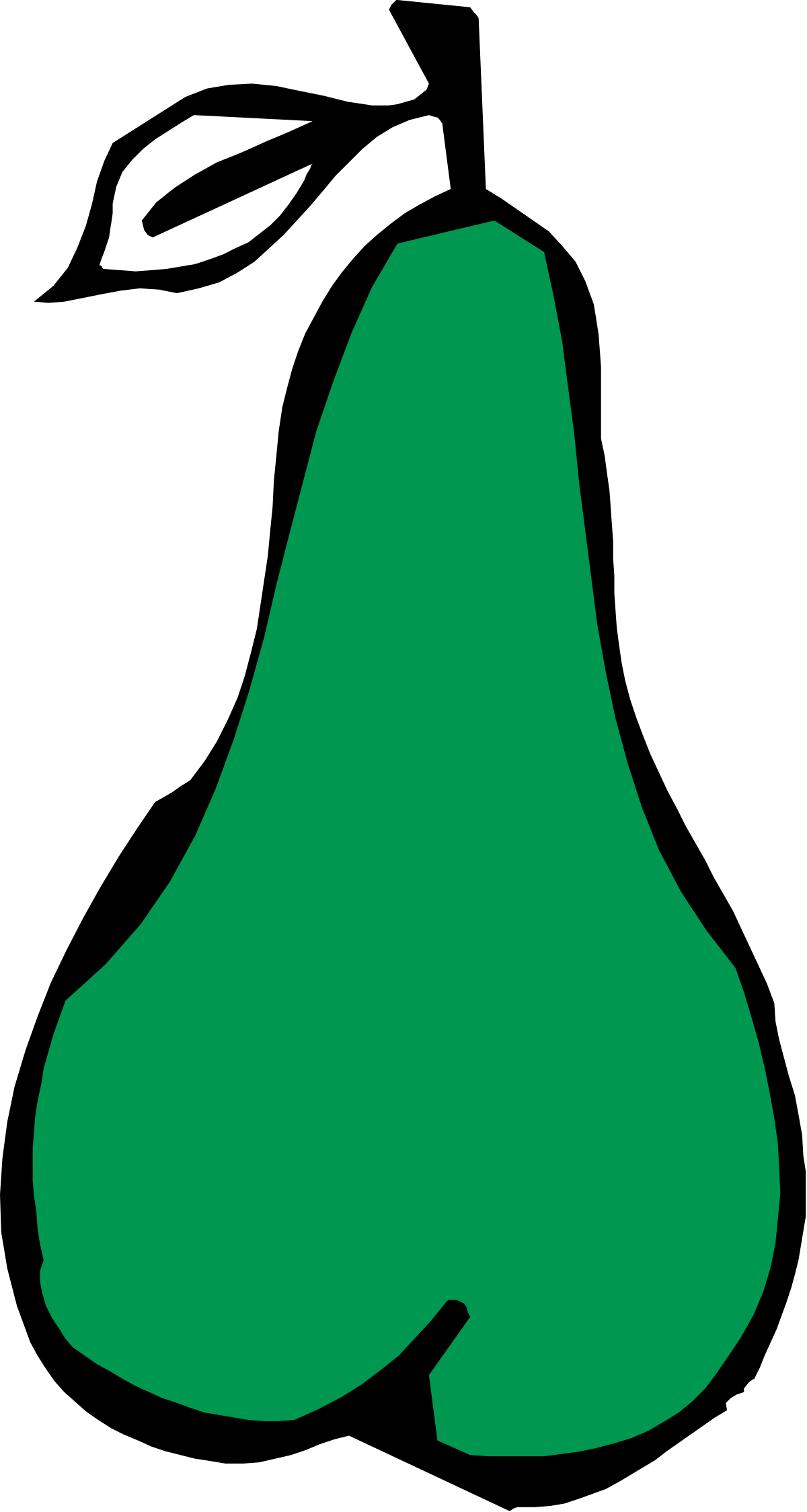 Green Pear Clipart with White Outline for Fresh Designs