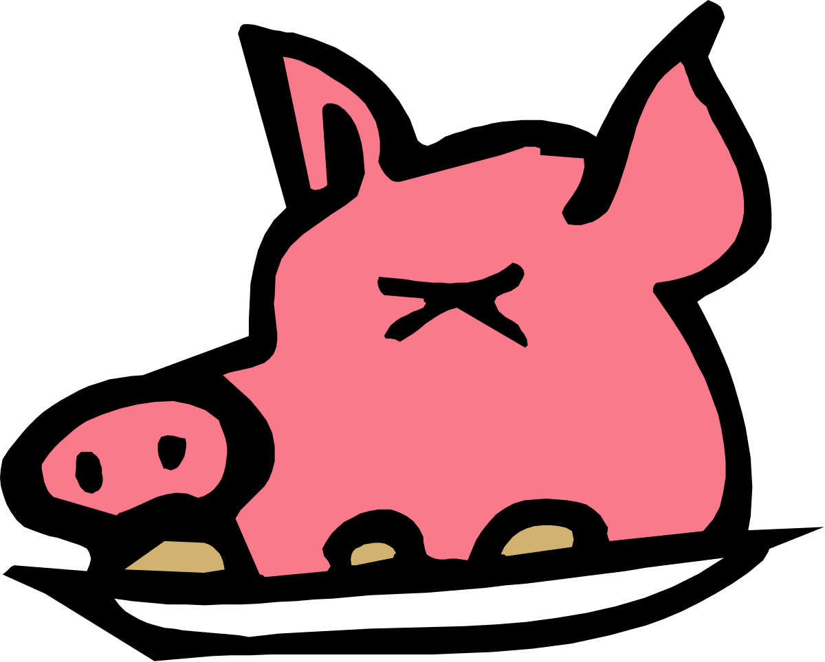 Pig Clipart with Pink Nose on Black Background