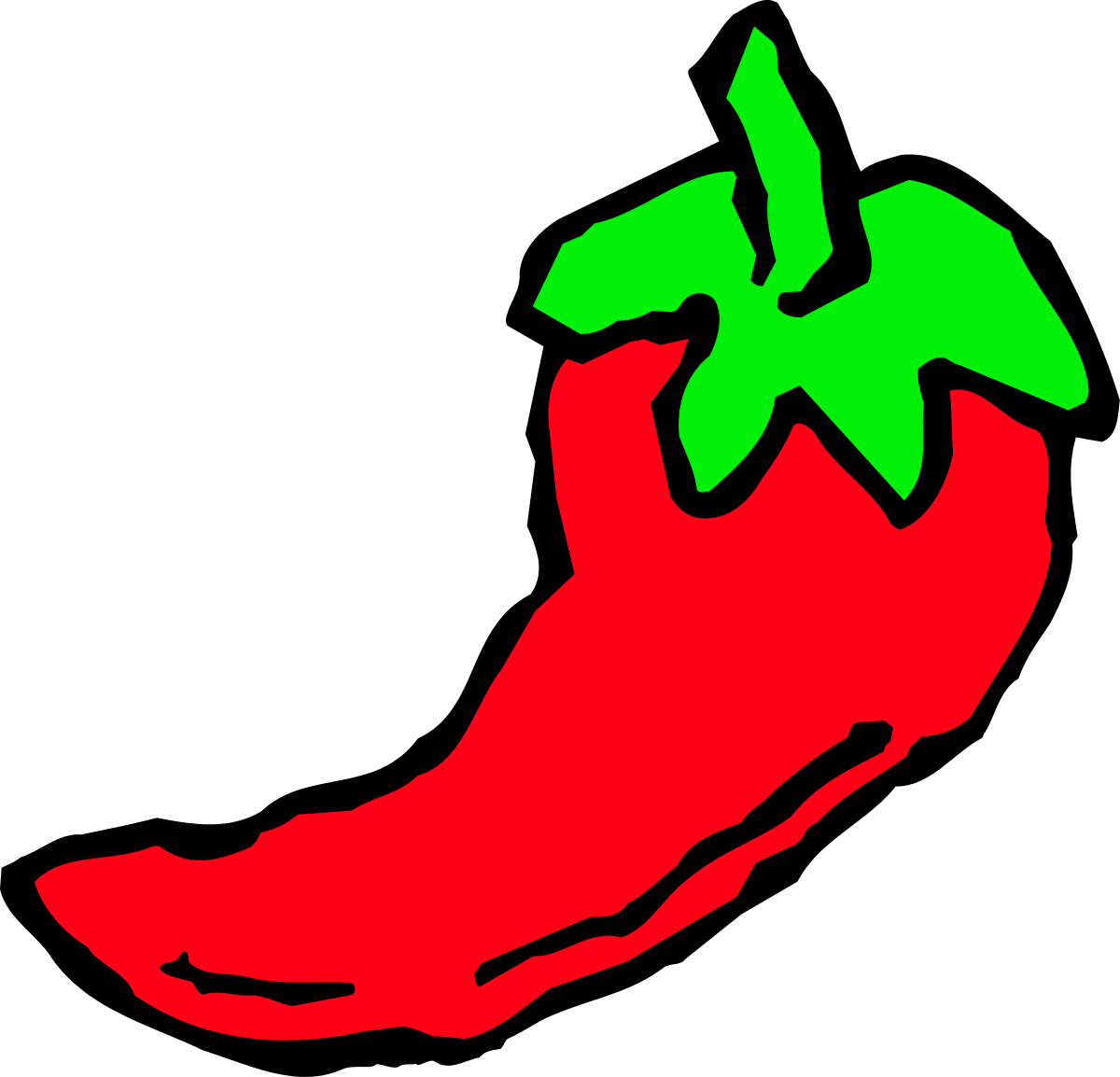 Red Pepper with Green Peppers - Fresh Veggie Clipart